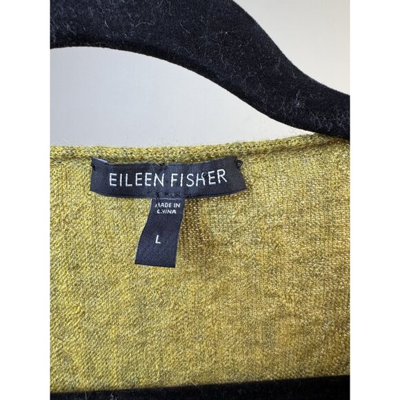 Eileen Fisher 100% Alpaca Wool Cowl-Neck Green Yellow Tunic Sweater Large - Picture 4 of 11
